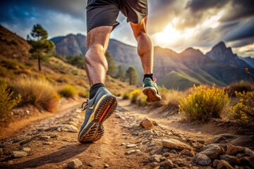 Runner feet in mid stride