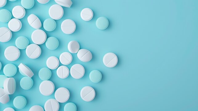 Olanzapine medication tablets with blank area for text Healthcare ideas