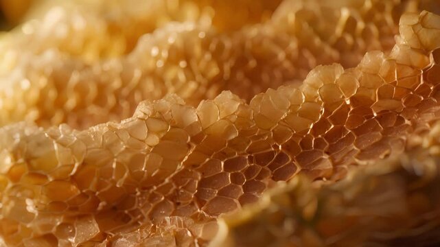 A macro shot of a handful of brown Epsom salt grains highlighting the intricate ridges and patterns on the surface of each one.