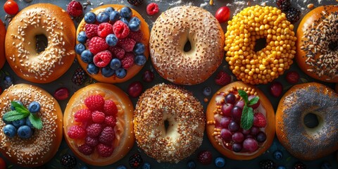 National Bagel Day bagels with various toppings, September 6th