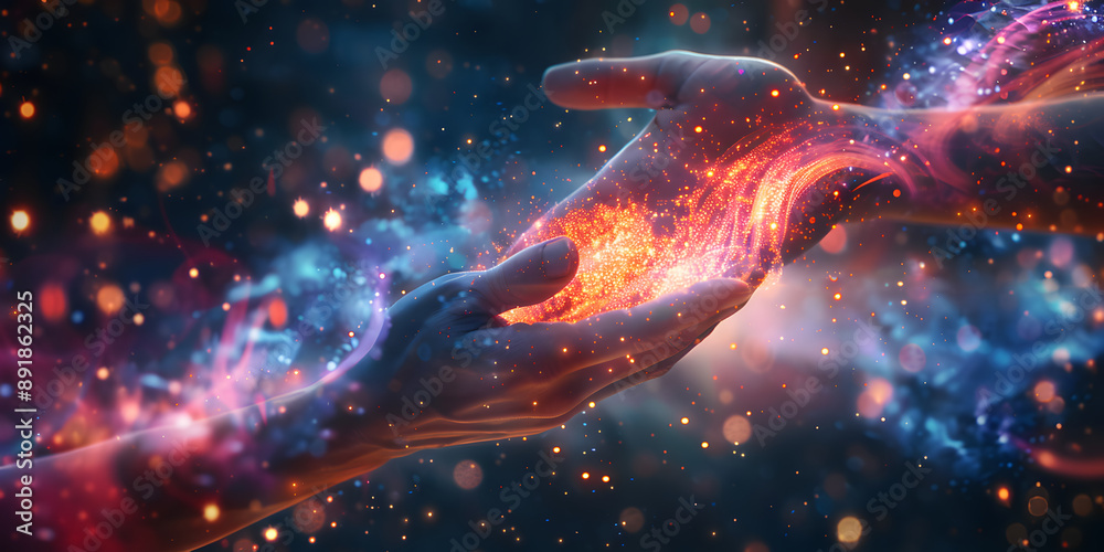 Wall mural cosmic energy in the hands