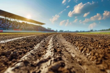 Close-Up View of a Dirt Racetrack With Spectators in the Stands