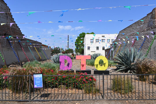 ONTARIO, CALIFORNIA - 14 JULY 2024: Downtown Ontario, DTO, is a family friendly district with restaurants, shopping, entertainment, professional services, residential units, an arts district.