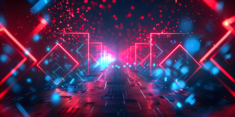 Fototapeta premium Neon tunnel in the subway