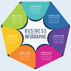Infographic business information 7 Steps, objects, elements or options infographics design template