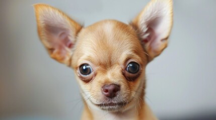 Obraz premium Adorable Chihuahua puppy gaze on gray backdrop close up