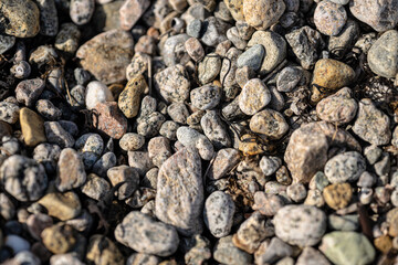 Round brounded rocks on a beach.