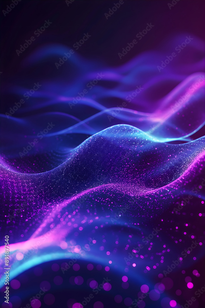 Wall mural data waves. modern neon abstract backdrop. virtual ciberspace.