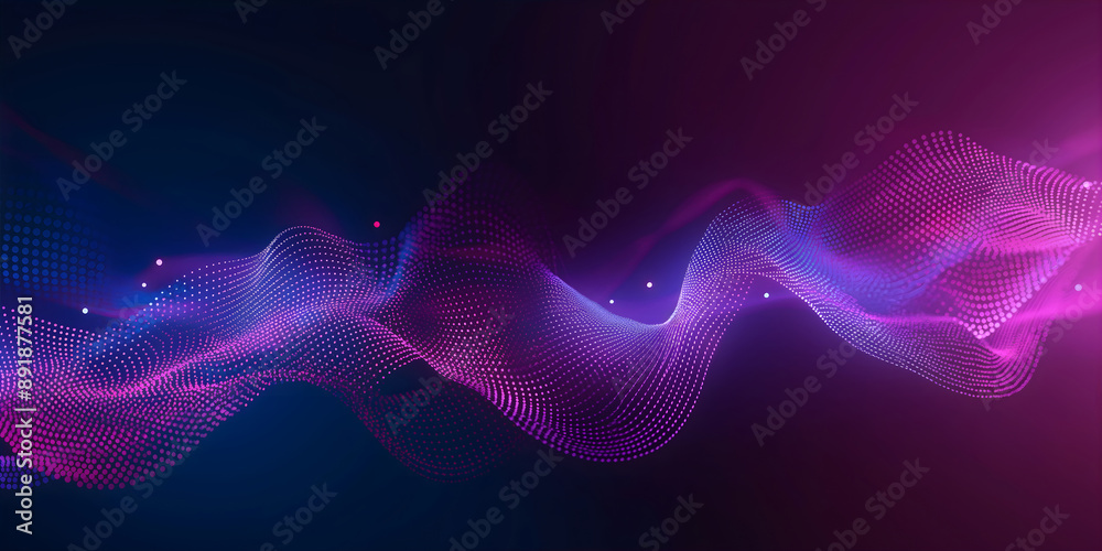 Wall mural data waves. modern neon abstract backdrop. virtual ciberspace.