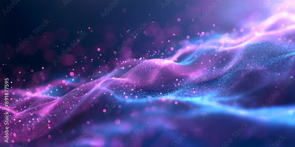 Wall mural data waves. modern neon abstract backdrop. virtual ciberspace.