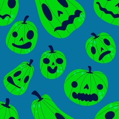 Halloween pumpkins seamless monsters pattern for wrapping paper and fabric