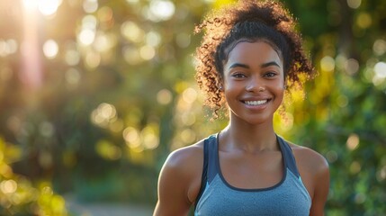 Smiling African-American Teenager Enjoying Outdoor Jog