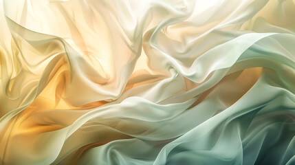 Fototapeta premium Smooth elegant green silk fabric flowing background