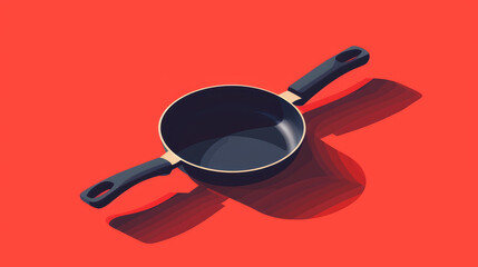 "Vector illustration of a pan icon, featuring a clean and minimalist design. 