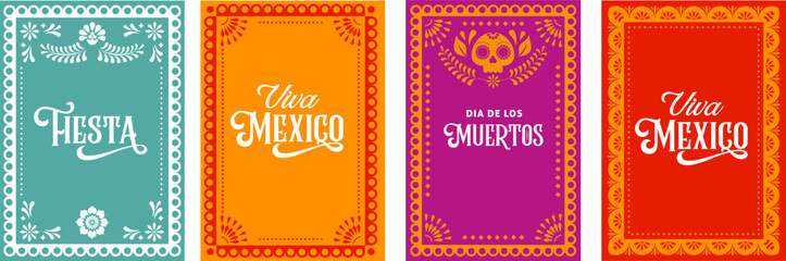 Mexican Fiesta, Mexican Menu restaurant, Cinco de Mayo invitation. Collection of vector cards design