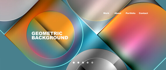 Fototapeta premium Circles and lines. Bright colorful geometry with glassmorphism effect. Vector Illustration For Wallpaper, Banner, Background, Card, Book Illustration, landing page