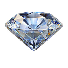 Faceted Clear Diamond on Transparent Background