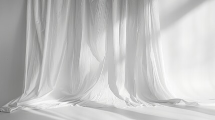White background with empty space and curtain shadow