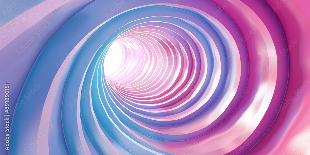 Poster abstract tunnel is illuminating from its end with pink and blue lights