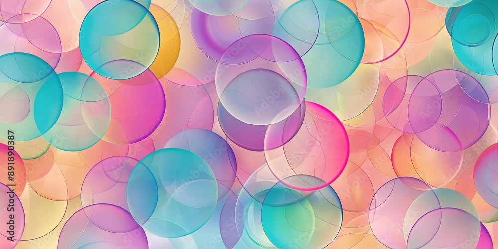 Fototapete colorful background with overlapping transparent circles creating pastel gradient
