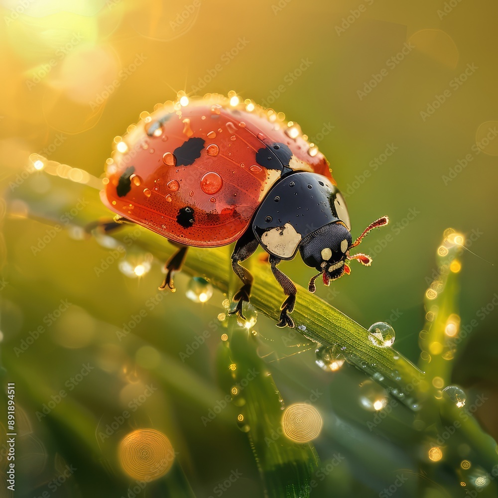 Poster ladybird on a leaf