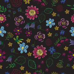 seamless floral embroidery  pattern