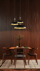 Mid-Century Modern Dining Room with Retro Lighting Mockup 