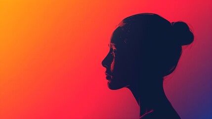 Digital silhouette of woman in a colorful gradient profile view