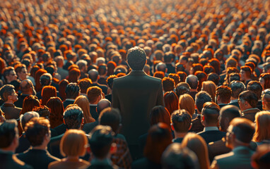 Obraz premium Business Leader Speaking to a Large Crowd