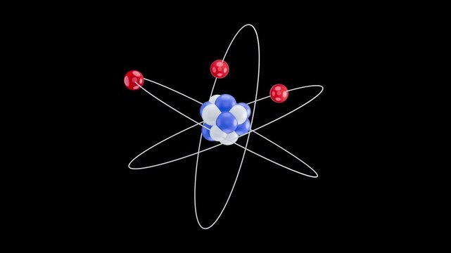 atom 3d with black background in 4k
