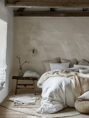 Scandi bedroom, scandinavia style interior, bedroom