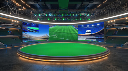 Virtual Sports Stadium with Green Screen Field