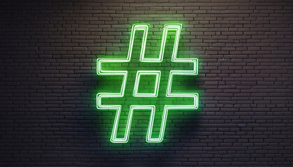Neon sign with the drawing of the hastag symbol