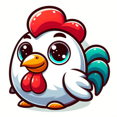 Cartoon Rooster with a friendly smile, flat colors