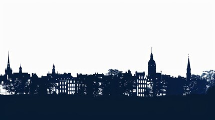 Obraz premium Silhouette of Bordeaux cityscape with iconic architecture and skyline elements in dark blue tones