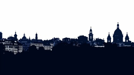 Fototapeta premium Silhouette of Nice city skyline highlighting historical architecture and iconic landmarks