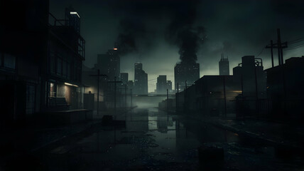 View on the city with pollution