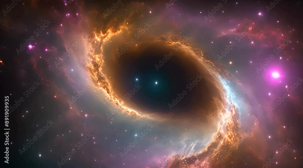 Wall mural space travel to abstract alien pink blue nebula milky way in deep space wiht many space rocks cinema