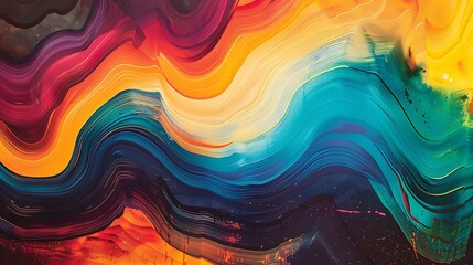 Lively strokes forming a gradient wave, showcasing dynamic energy in a modern composition.