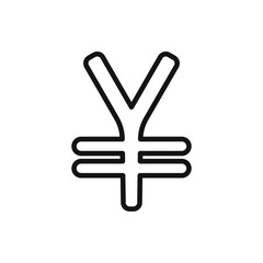 Yen sign icon outline collection in black and on white background