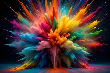 Obraz premium Vibrant 3D Effect Colorful Paint Explosion Design