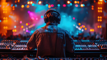 Sound recording studio mixing desk with engineer or music producer pov. mixing consoles, soundproofing panels, and high-quality studio equipment. 