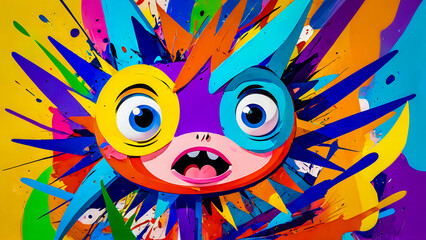 8k cartoon character illustration , colorful, vibrant, playful