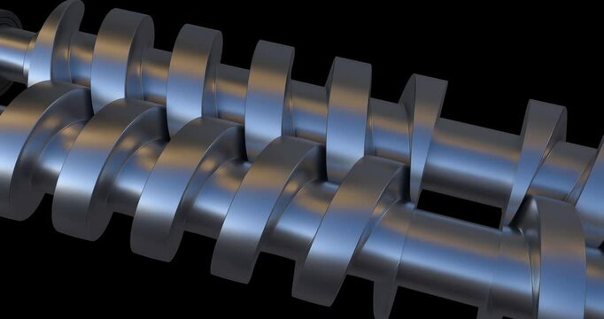 Twin screw pump/compressor animation; double screw rotor rotation, Positive displacement pump