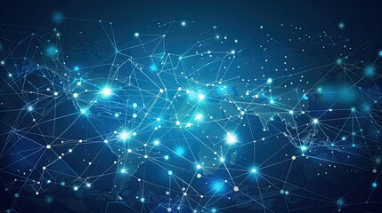 Abstract business technology background with global network maps and digital communication lines