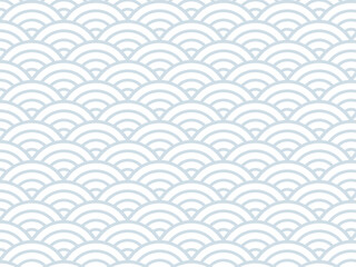 和柄パターンの背景壁紙素材、青色の青海波のベクターイラスト