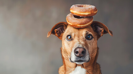 Dog Balancing Donuts: Comical Moment of Canine Self-Restraint Captured in Amusing Photo