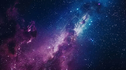Obraz premium Vertical background featuring a night starry sky and bright purple-blue galaxy, designed for vertical display and emphasizing the cosmic beauty of the scene.