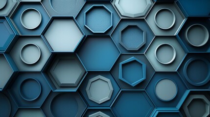 geometric greeting card design, circular and hexagonal shapes overlap artistically to create a modern frame for a greeting card template with space for personalized text