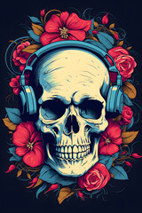 Fototapeta premium vintage style illustrated skull colorful, colorful skull vintage style illustrated, skull wallpaper